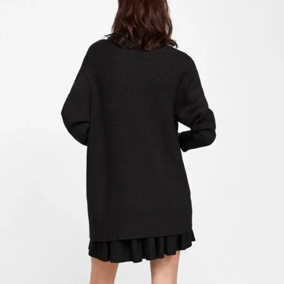 NWOT Zara Knit Turtleneck Sweater Buttons Brown Small S 5536/116 - Picture 3 of 6